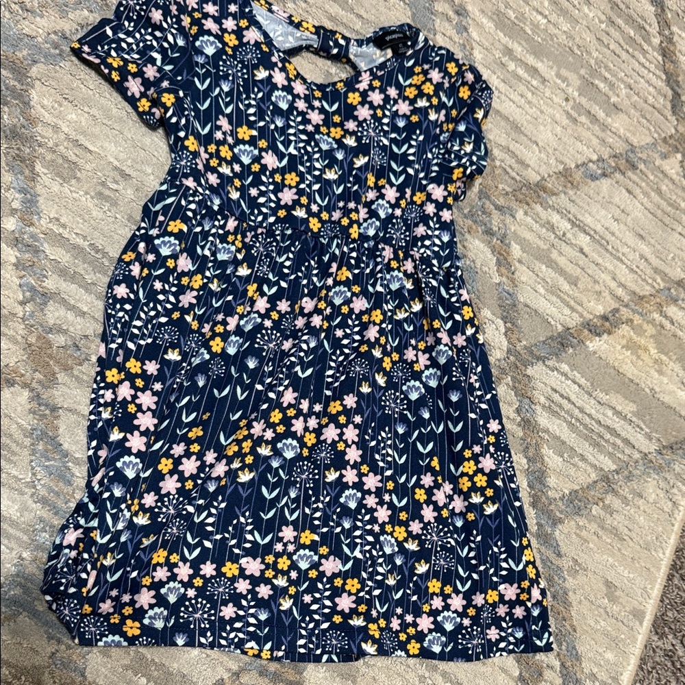 Floral Kids Dress - Blue and Yellow